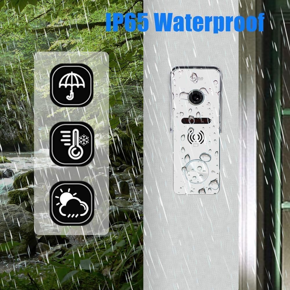 Wired Video Doorbell Apartment Intercom,7 inch Touch Screen Monitor 1080P Door Bell Camera TUYA Smart Home Door Phone Kits,3 in 1 Unlock RFID Card for Home Villa,32G (2 doorbell+2 Monitor)