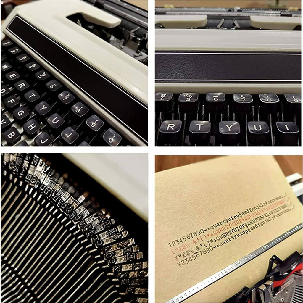Classic Manual Typewriter, Traditional Portable Vintage Typewriter Deeply Restored by Craftsmen, Manual Typewriter for Writing, Literary Retro Collection Gift, 30 X 30 X 10 Cm,White