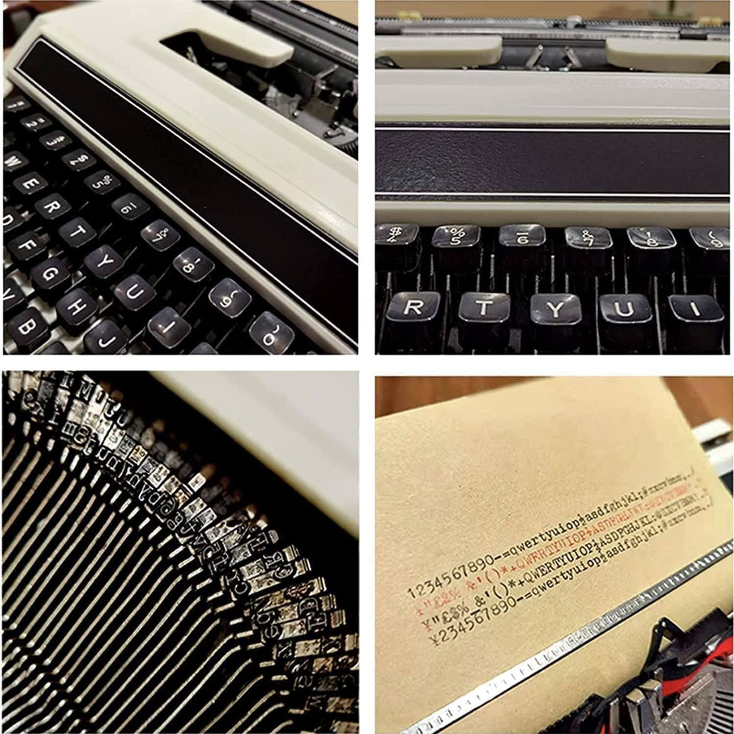 Classic Manual Typewriter, Traditional Portable Vintage Typewriter Deeply Restored by Craftsmen, Manual Typewriter for Writing, Literary Retro Collection Gift, 30 X 30 X 10 Cm,Black