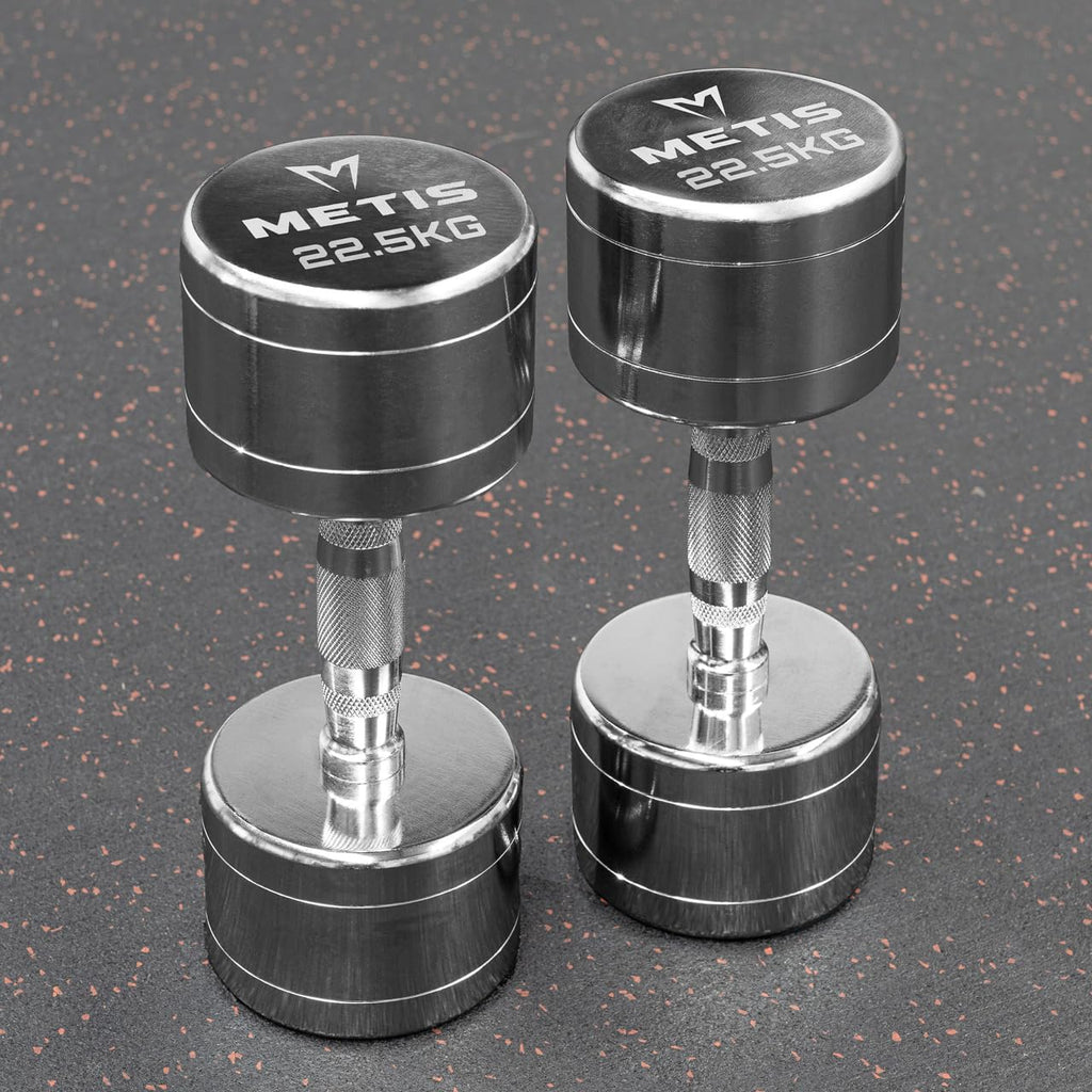 METIS Commercial Chrome Dumbbells [5.5lbs-66lbs] | Free Weights | Fitness Equipment