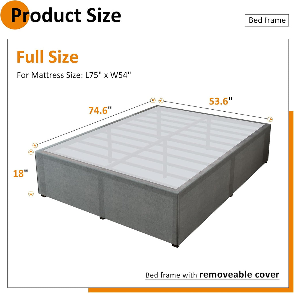 Maenizi 18 Inch Full Size Bed Frame with Skirt, Heavy Duty Metal Bed Frame Full, No Box Spring Needed, Support Up to 3000 lbs, Easy Assembly, Noise Free, Black