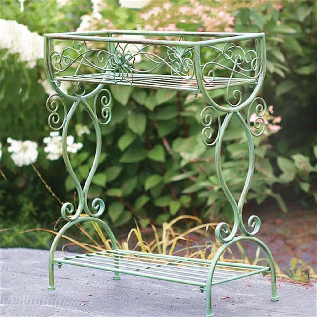 Garden Potting Bench Table, Garden Metal Flower Plant Stand,Multi-Layer Flower Pot Rack,Heavy Duty Tall Plant Shelf Flower Pot Holder,Garden Table Work Station,Green