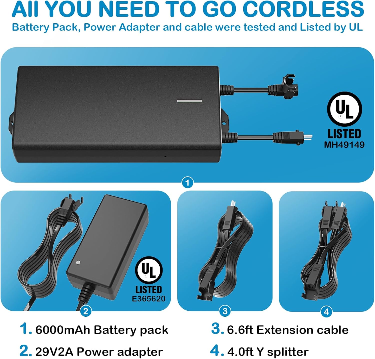 Universal Battery Pack for Reclining Furniture, 6000mAh Wireless Couch Battery Pack Rechargeable for Power Recliner, Power Sofa, Sectional