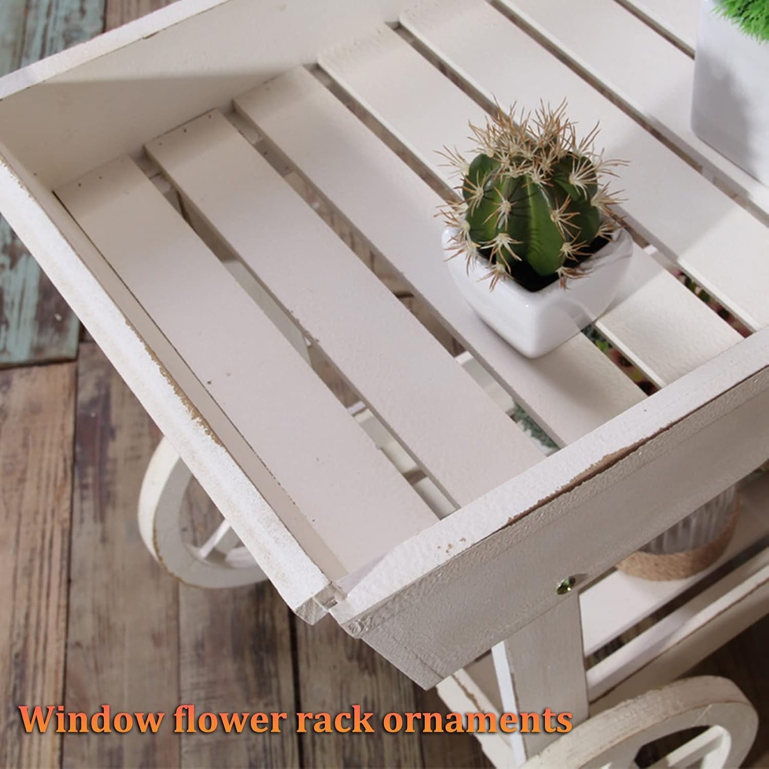 Outdoor Potting Bench Cart Table, Home and Outdoor Multifunctional Wooden Table Top Worktable On Two Wheels