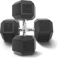 WF Athletic Supply Rubber Coated Solid Steel Cast-Iron Pair Dumbbells, Rubber Hex Dumbbells, Hex Weights Dumbbells for Muscle Toning, Full Body Workout, Home Gym Dumbbells, Pair