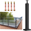 Glass Balustrade Post, 304 Stainless Steel Black Glass Railing Post can add handrails, Black Glass Panel Support for Railing/Patio Stairs/Indoor Staircase (Color : End Post, Size : Height-60cm/23.6i