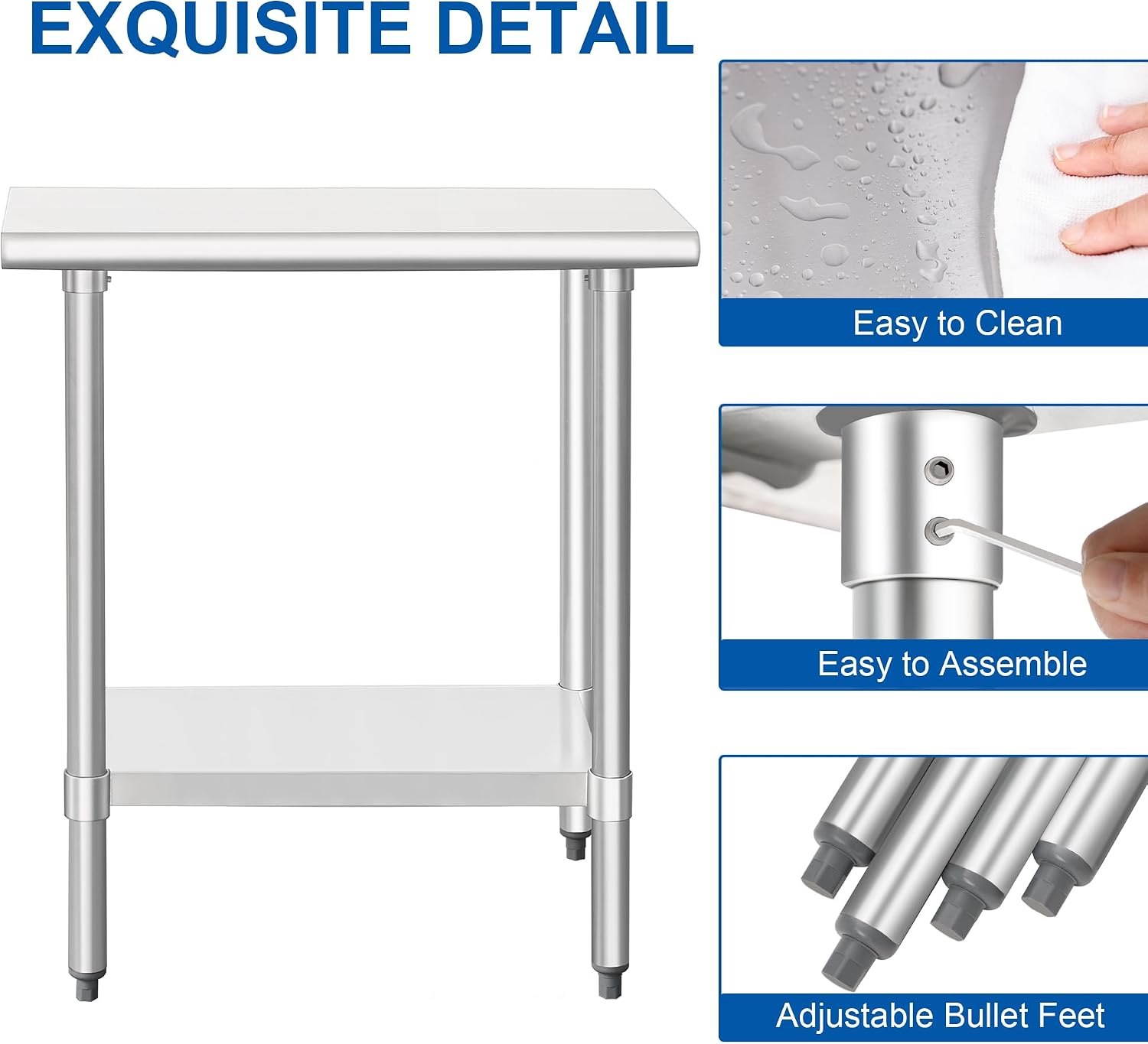 HARDURA Stainless Steel Work Table Commercial 18×36 Inches Kitchen Prep Table and Heavy Duty Commercial Workbench NSF 430 with Undershelf and Galvanized Legs