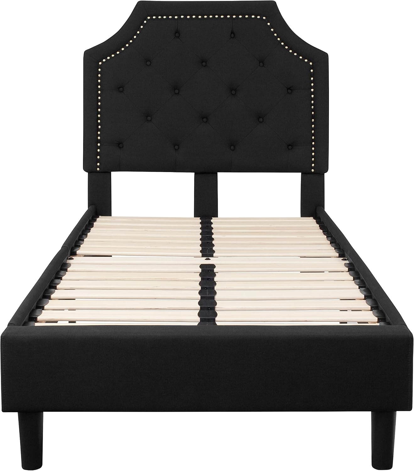 Flash Furniture Brighton Twin Size Tufted Upholstered Platform Bed in Black Fabric