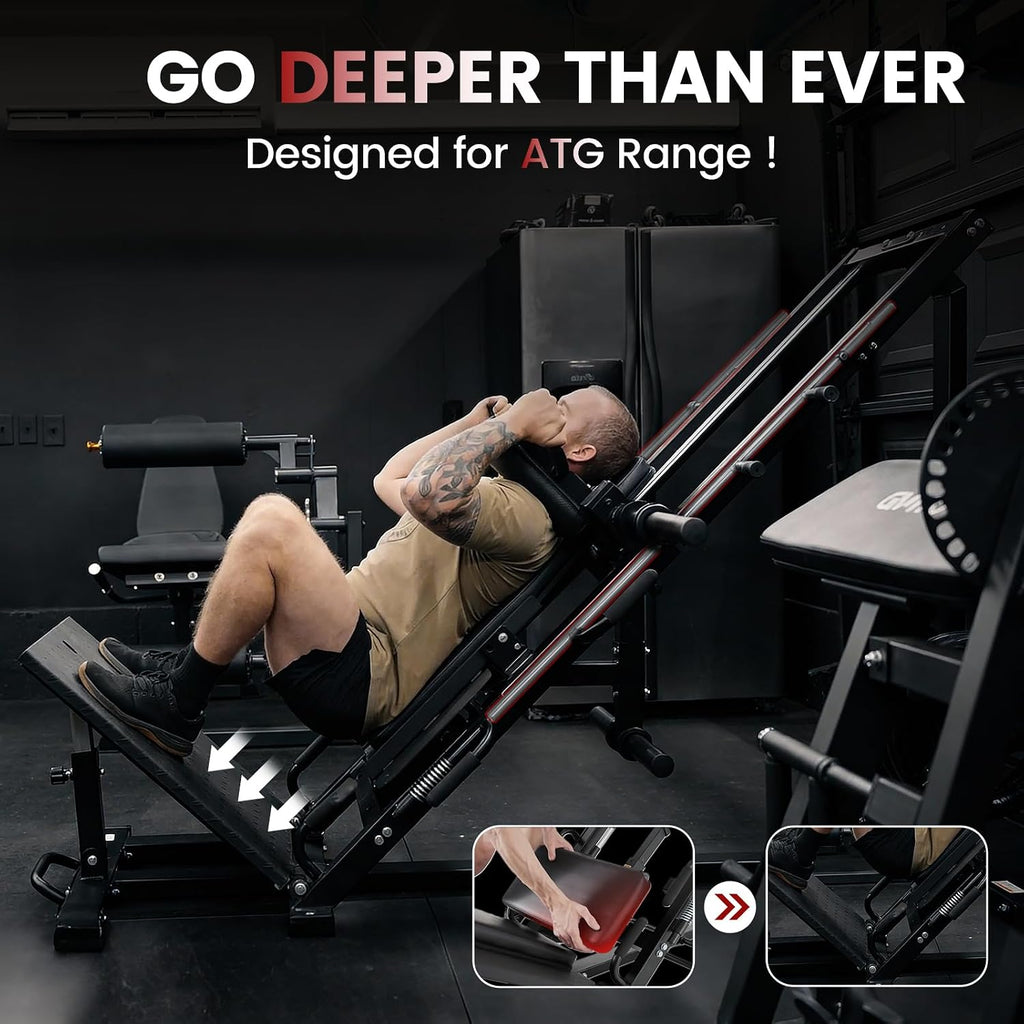 GMWD Leg Press Hack Squat Machine Combo, Leg Exercise Machine with Linear Bearing, 45-Degree Lower Body Special with Weight Storage for Quads, Hamstring, Glutes, Calves, Home Gym Leg Day Equipment