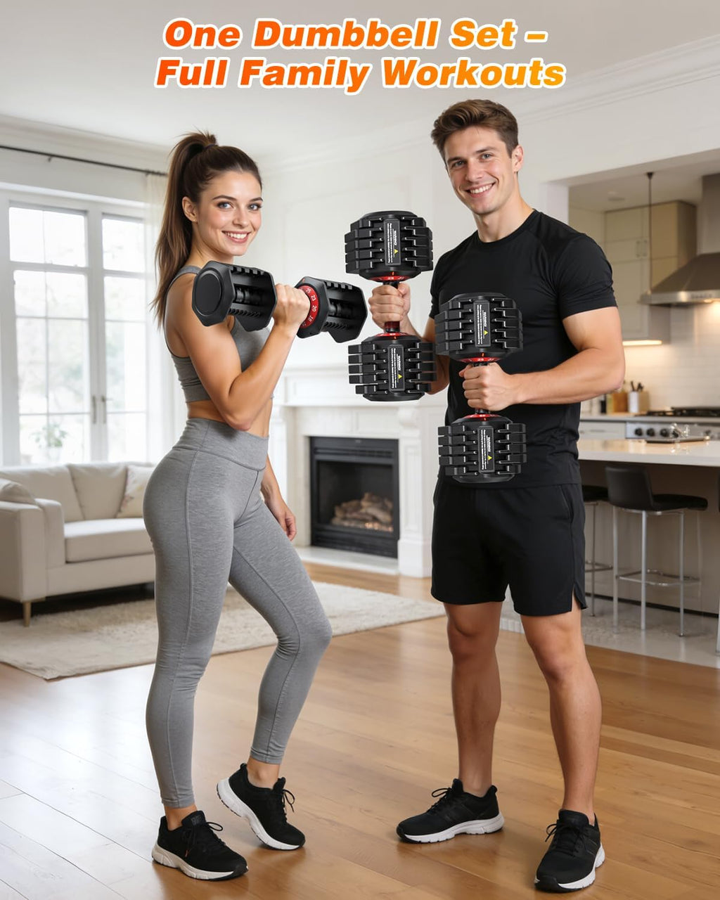 XDDIAS Adjustable Dumbbells Set of 2 for Strength Training, One-Hand Quick Adjust, 25/55/80/90 lbs Options, Anti-Slip Grip Handle, Compact Home Gym Weights for Men Women