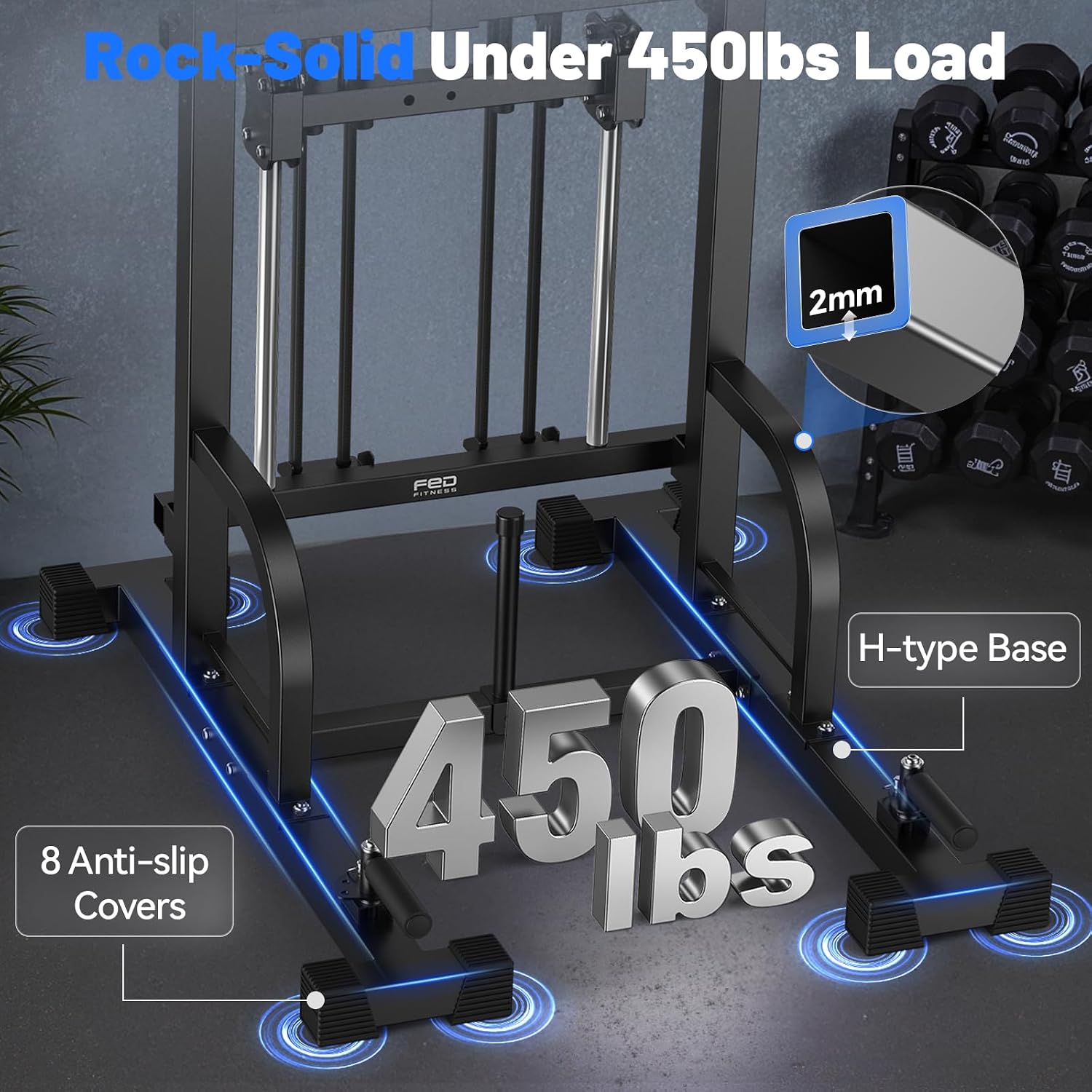 Sportsroyals Power Tower Pull Up Bar Station, 450LBS Stable Pull Up Dip Station for Home Gym Strength Training Equipment | FED Fitness