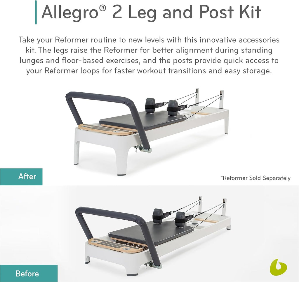 Balanced Body Allegro 2 Leg and Post Kit, Pilates Reformer Accessories, Workout Equipment for Home or Pilates Studio Use