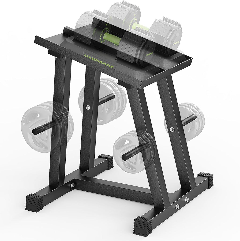 HANDBODE Dumbbell Rack, Adjustable Dumbbell Stand with 1 inch Plate Tree, Weight Rack with 500 LBS Capacity, Dumbbell Stand Holder for Adjustable Dumbbell Set, Compact Space-Saving Design for Home Gym