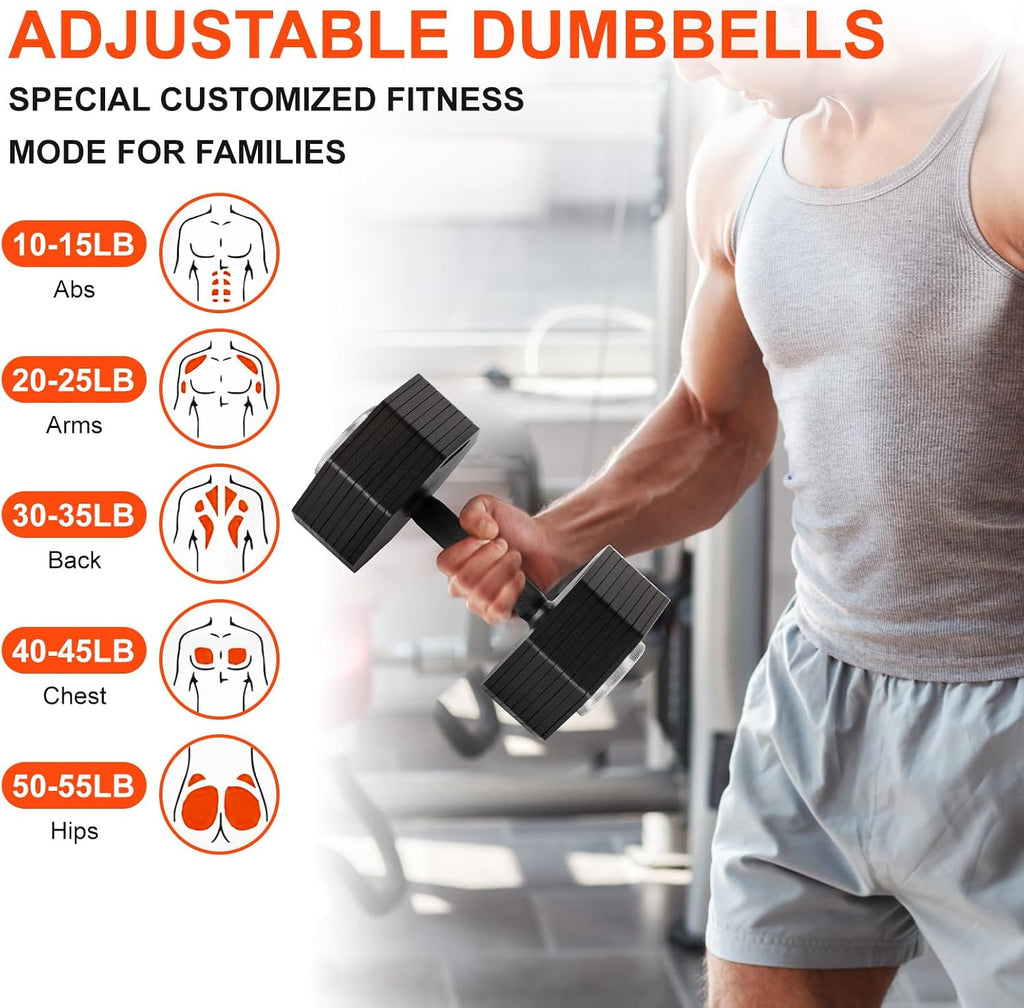 Adjustable Dumbbell Sets, Each 50/80/90/110/120LB Pairs Durable Steel Build, Free Weights Dumbbells Set of 2 with Anti-slip Handle, For Full Body Home Gym Workout Home Strength Training Equipment 50/80/90/110/120LBSX2