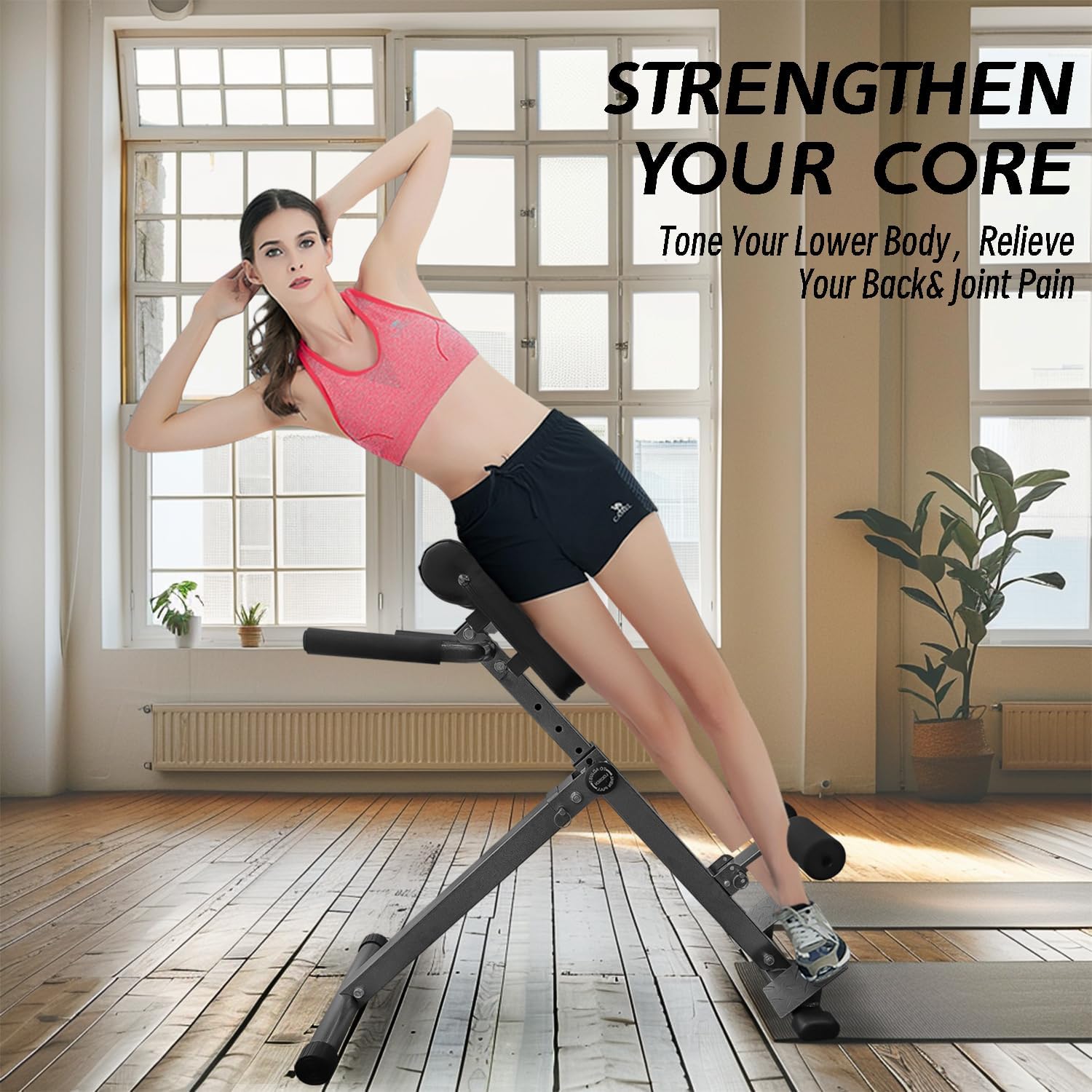 Hyperextension Roman Chair - Adjustable Bench Foldable Exercise Bench Back Extension Machine Roman Chair Exercise Equipment for Home