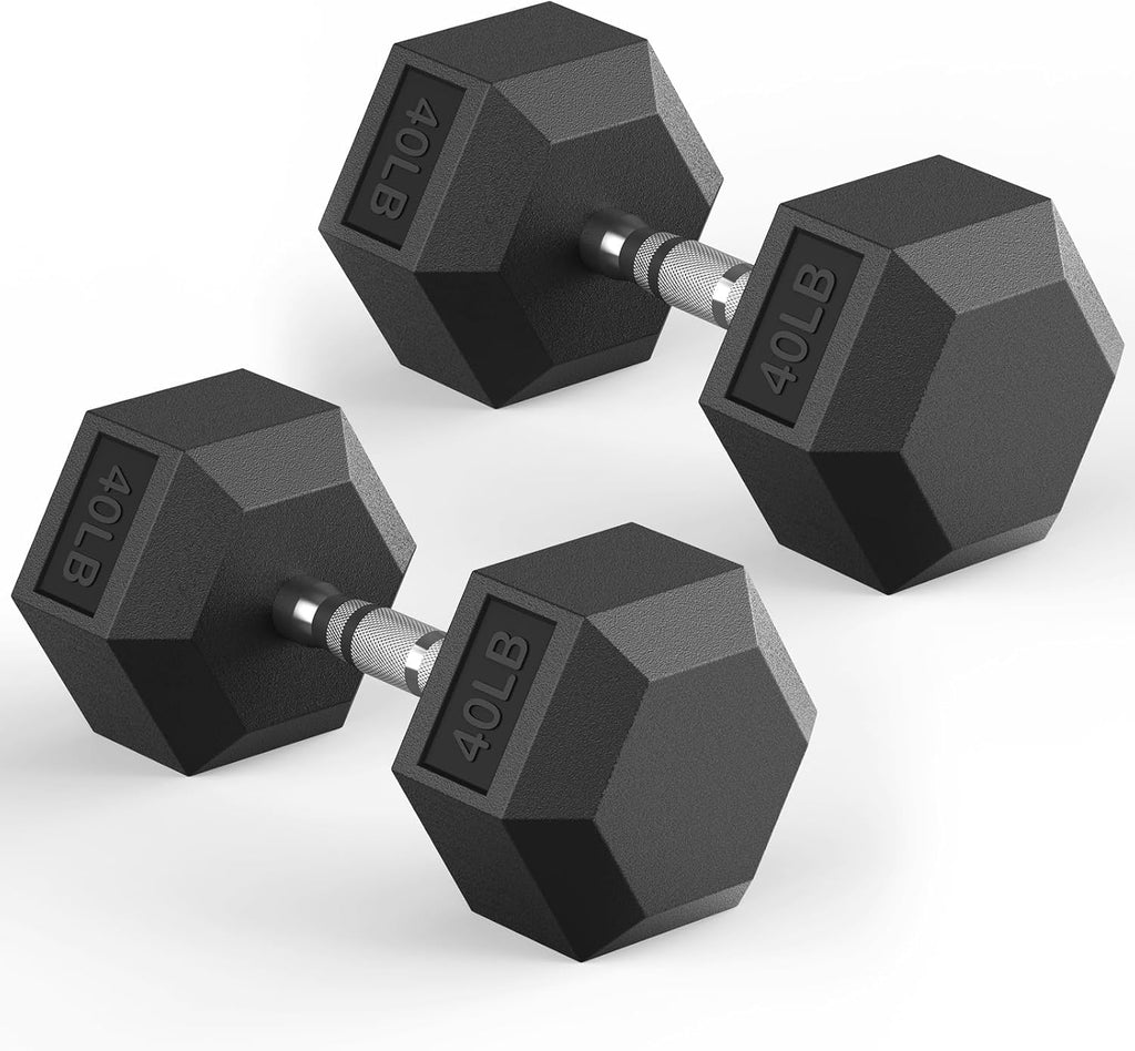HANDBODE Hex Dumbbell 30-570 lb Dumbbell set, Rubber Encased Exercise & Fitness Dumbbells, Hand Weight for Strength Training
