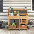 Potting Bench Table Patio Outdoor Garden Work Station Planting Shelf Sink Drawer Solid Wood Construction, Deck, Balcony anXella (Color : B)