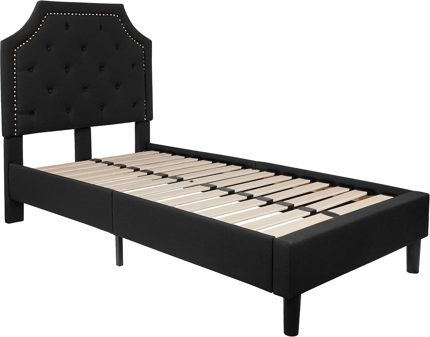 Flash Furniture Brighton Twin Size Tufted Upholstered Platform Bed in Black Fabric