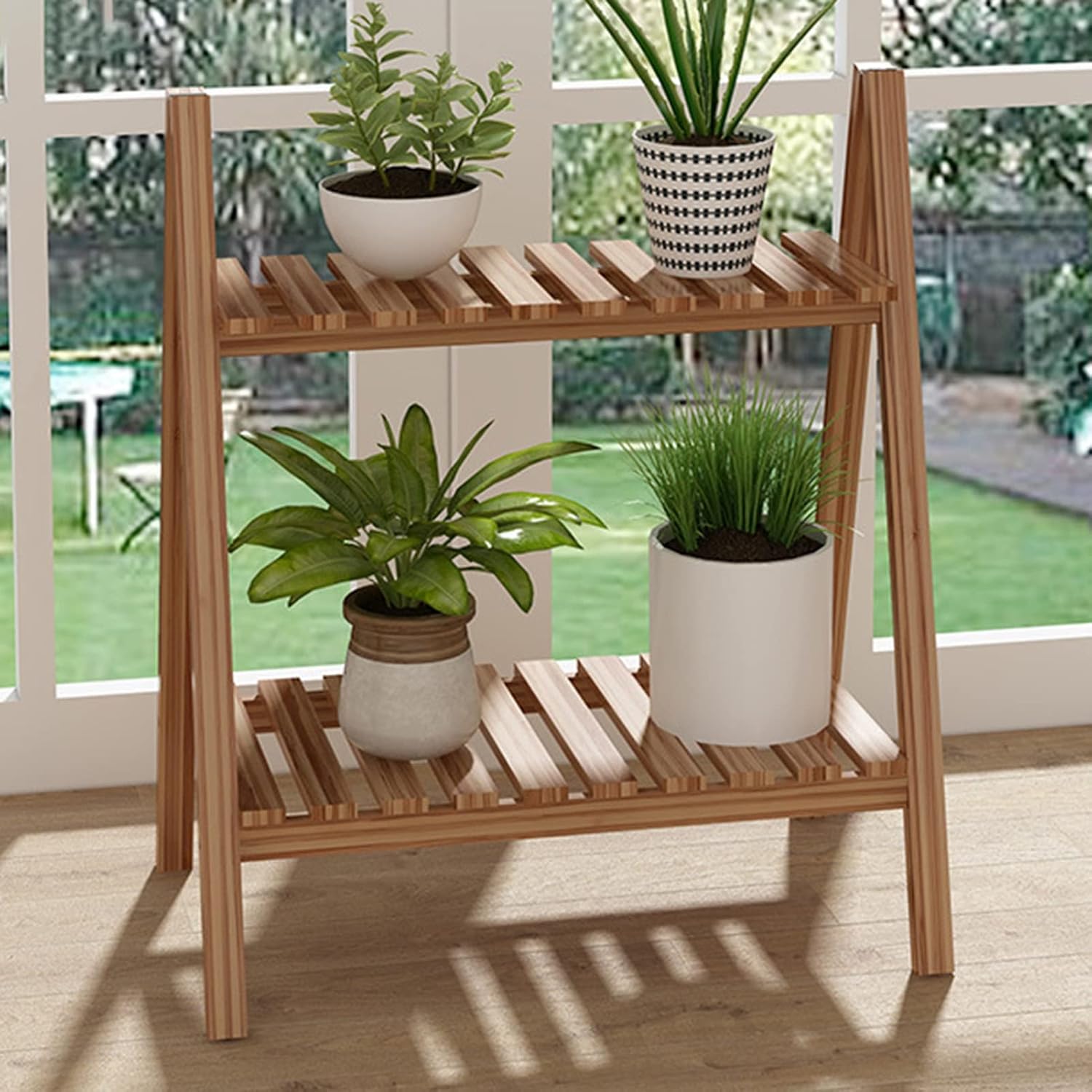 Potting Bench Work Station Outdoor Garden Potting Bench Work Station, Two Layers Workbench Planting & Gardening Station (Brown)