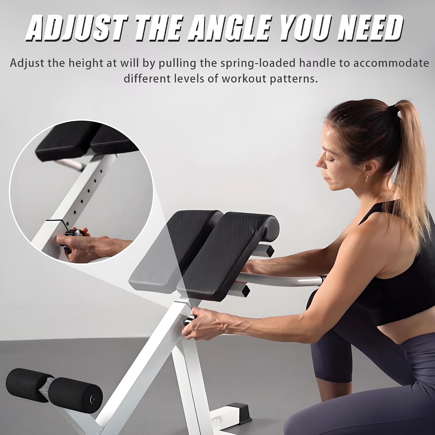 Roman Chair Back Extender - Angle & Height Dual Adjustable Hyperextension Bench for Home Gym - Adjustable Back Exercise Machine Fitness Equipment