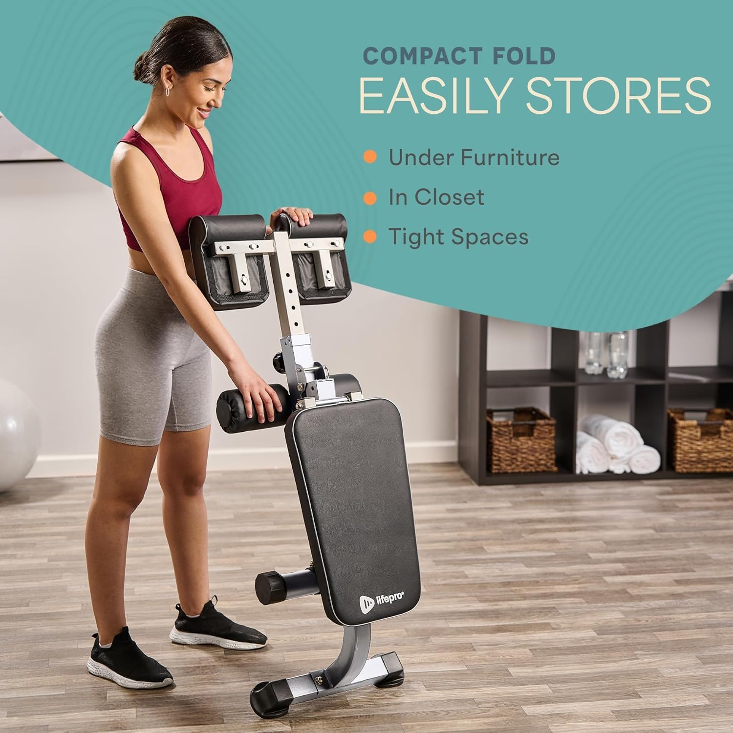 LifePro SculptTrainer Roman Chair with 330 lb Capacity — Incline Adjustable Hyperextension Bench for All-in-One Body Workout — Foldable Home Gym Back Extension Machine for Glutes, Core & Lower Back