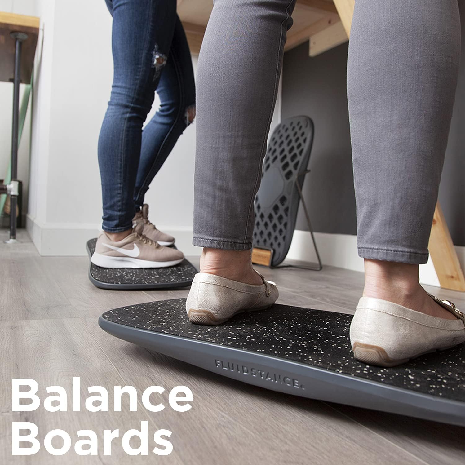 FluidStance Adult Balance Board for Standing Desk - Anti Fatigue USA Made 360 Degree Rocker Wobble Board as Exercise Equipment to Increase Focus & Movement - Sustainable Anti-Slip Plane Standing Board