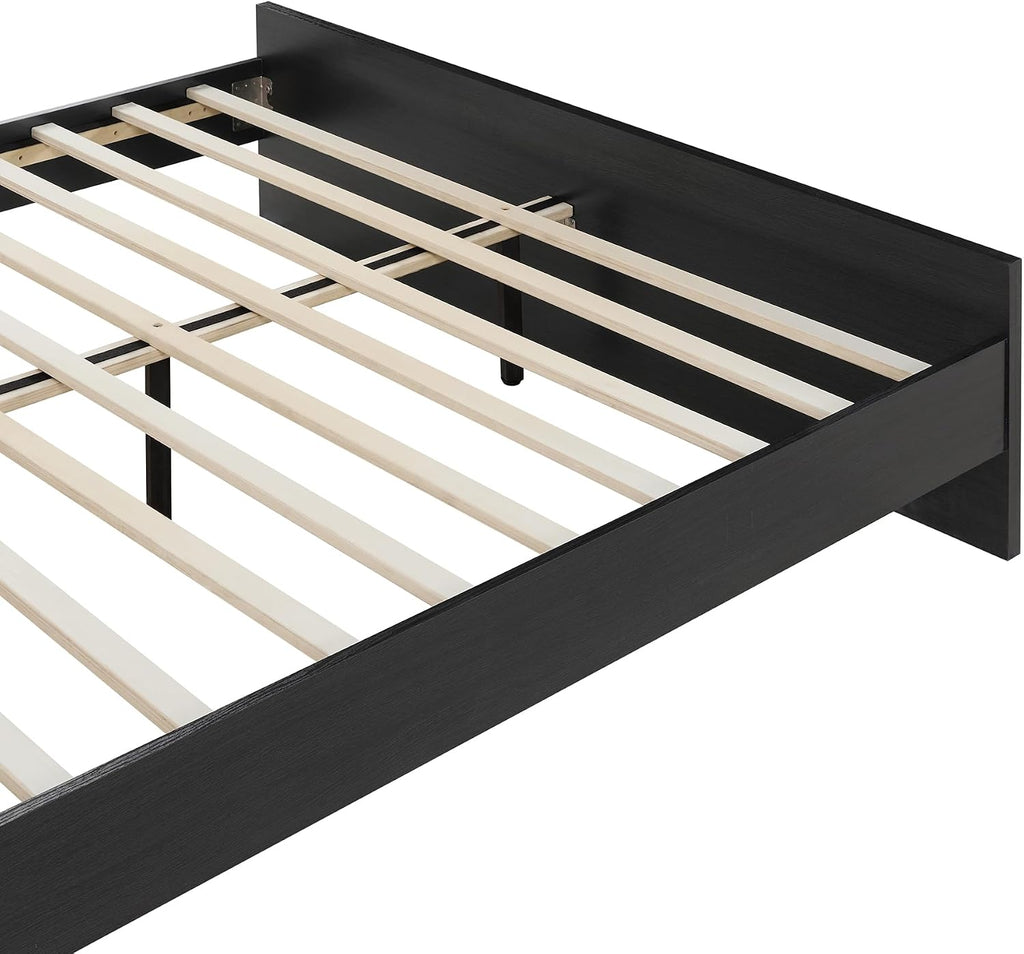 KISLOT Wood Bed Frame, Full Size Wooden Platform Bed Frame with Headboard and Footboard Mattress Foundation Farmhouse Bedroom Furniture No Box Spring Needed