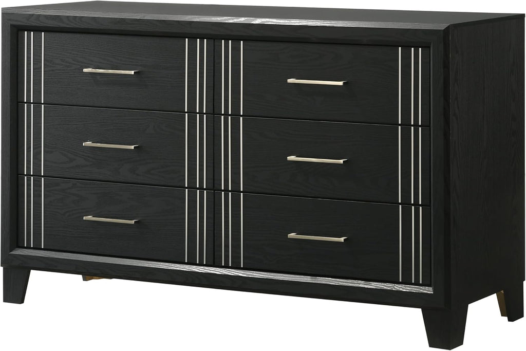 Beautiful Charcoal Finish Full Size Panel Bed Wooden 3pc Bedroom Furniture Set