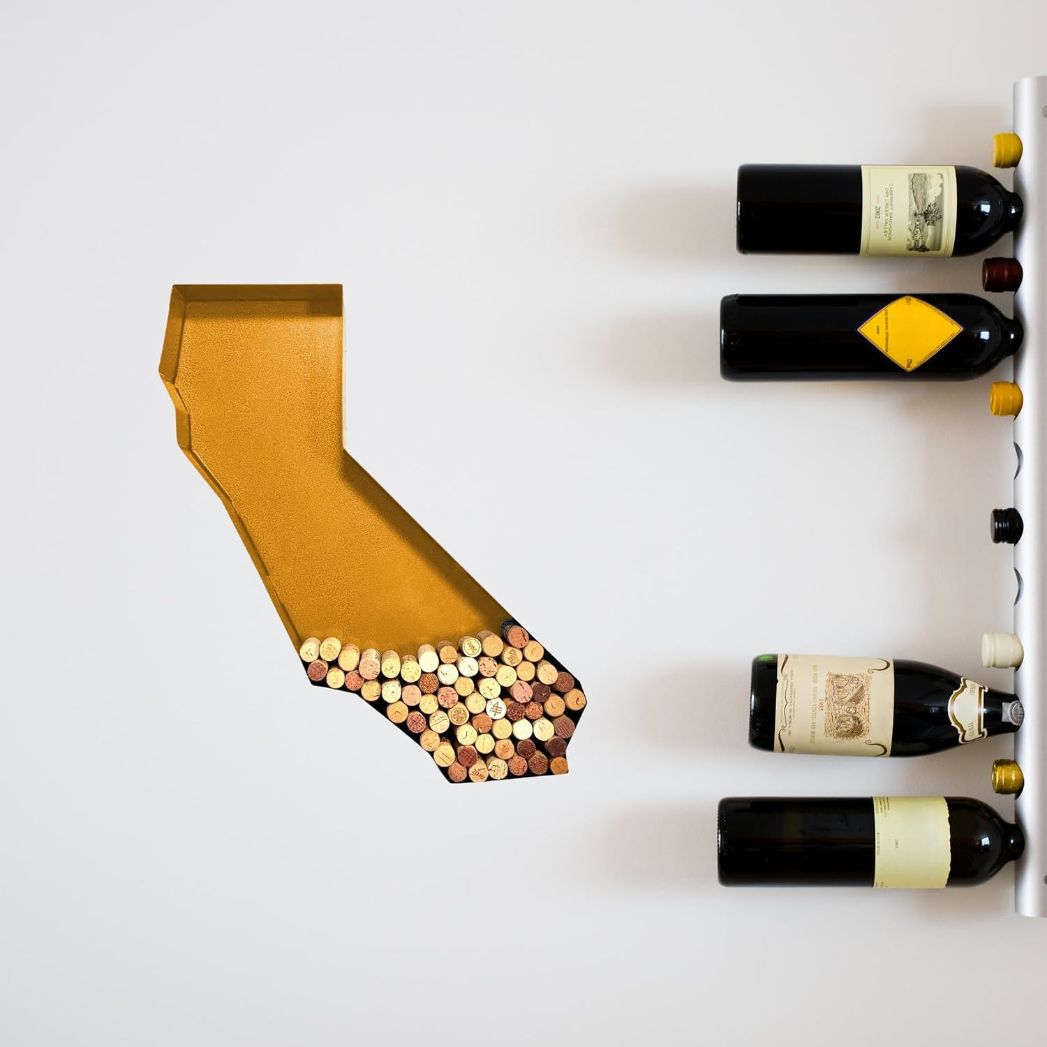 NEONSIGN California State Map Wine Cork Holder Metal Arkansas Decor Sign Wine Bar Pub Home Decoration (Gold, 24 inch)