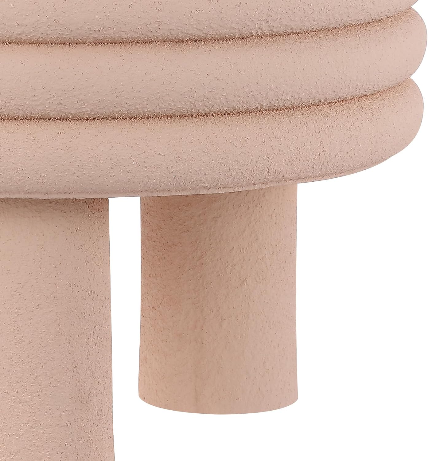 JONATHAN Y Rashida 13.5' Ribbed Polyresin Indoor Outdoor Table, Pink | Contemporary Curvy Minimalist Silhouette, Stacked Ring Motif, Tripod Pillar Base, Weather Resistant, Pink Frosted Finish