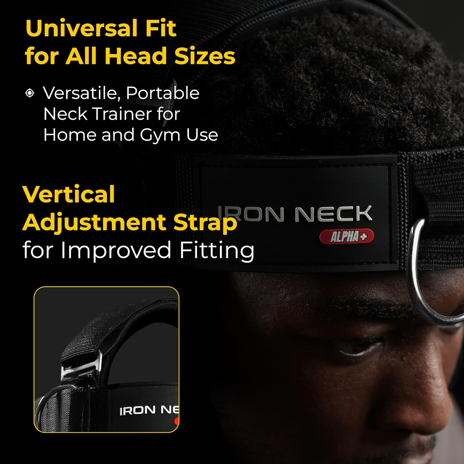 Iron Neck , Versatile Neck Exerciser, Strengthener and Trainer with Adjustable Head and Chin Strap, Portable Head Harness for Weight Lifting, Home and Gym Use