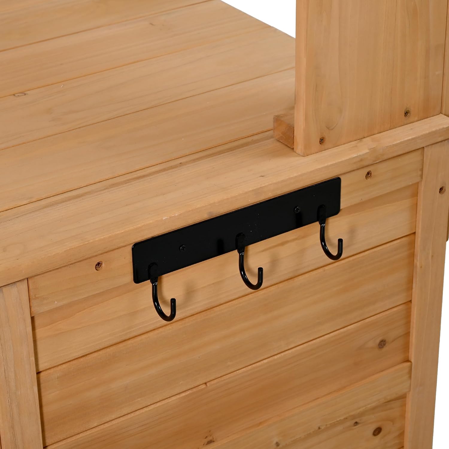 Farmhouse Patio Potting Bench,Large Freestanding Garden Workstation with 6 Drawers, Bottom Storage and Side Hook,Outdoor Kitchen Island (Natural-s-)