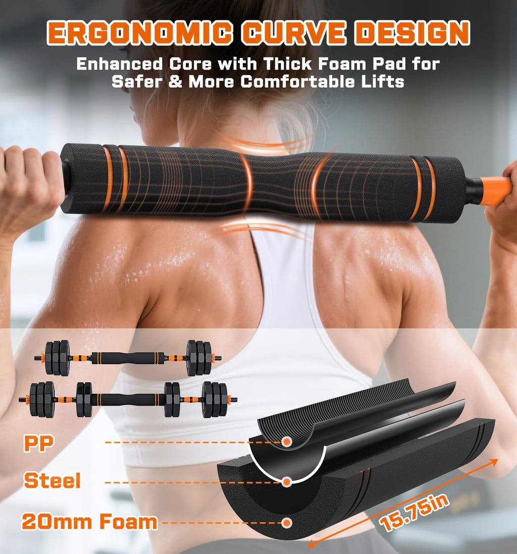 5-in-1 Adjustable Dumbbell Set, 33/44/66/88lbs Free Weights Set with Connector, Used as Kettlebells, Barbell, Push up Stand, Standard 1' Plates, Fitness Exercises for Home Gym Suitable Women/Men