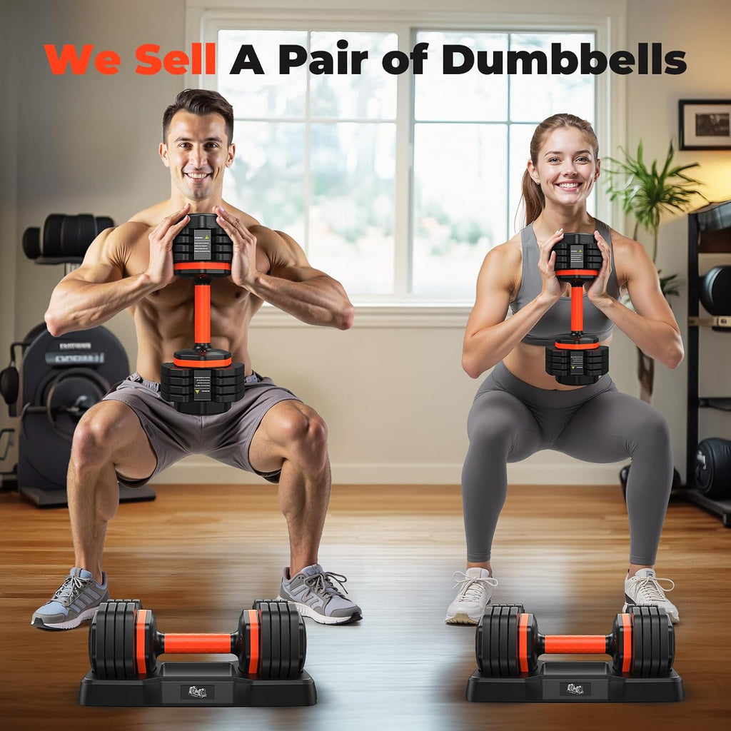 FLYBIRD Adjustable Dumbbell Set of 2, 110LB/50LB Weights Dumbbell Set for Home Gym Exercise & Fitness, Fast Change Weights with Anti-Slip Handle, Multiweight Options for Full Body Workout