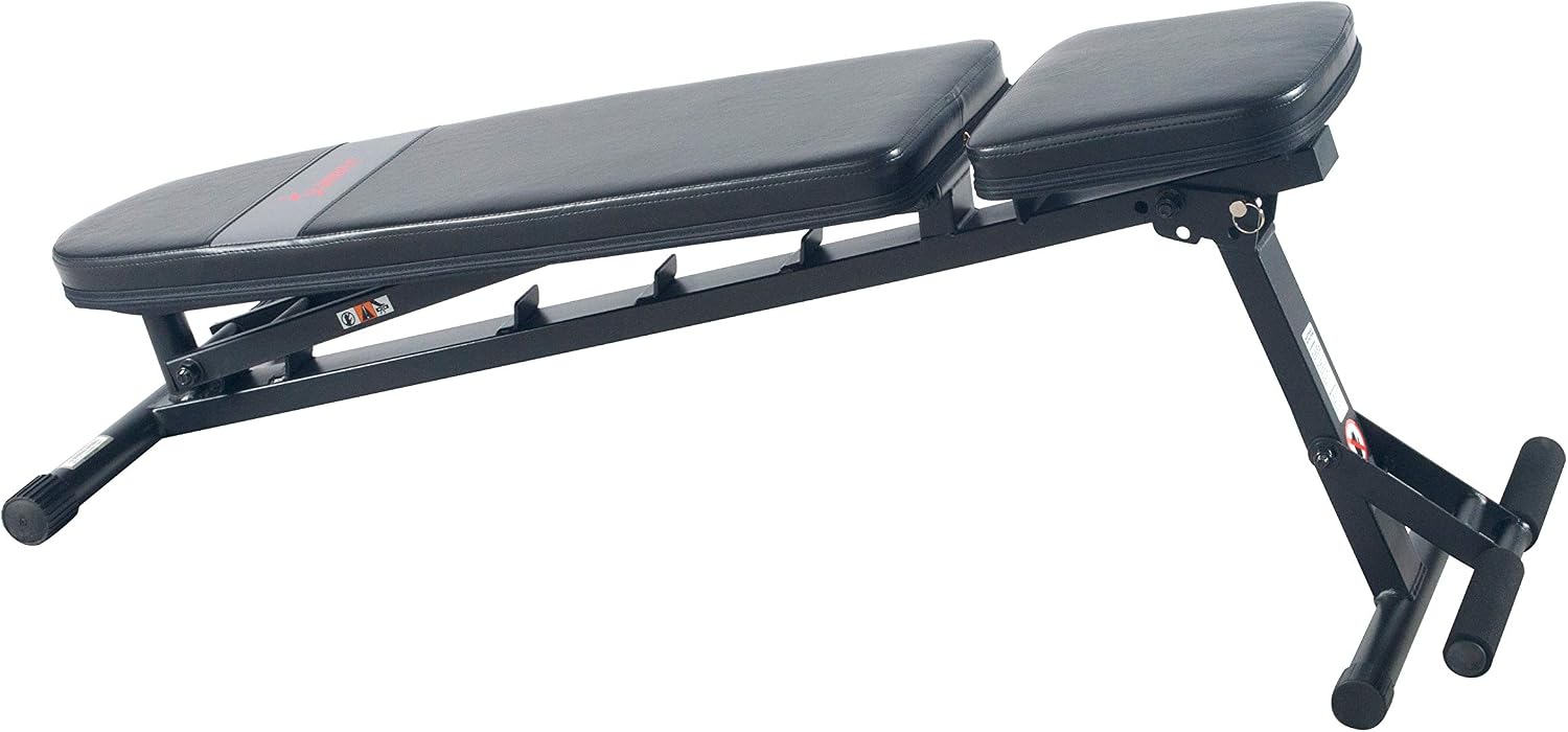Sunny Health & Fitness Adjustable Weight Bench for Home Gym Strength Training, Incline/Decline, Multi-Position, High Weight Capacity