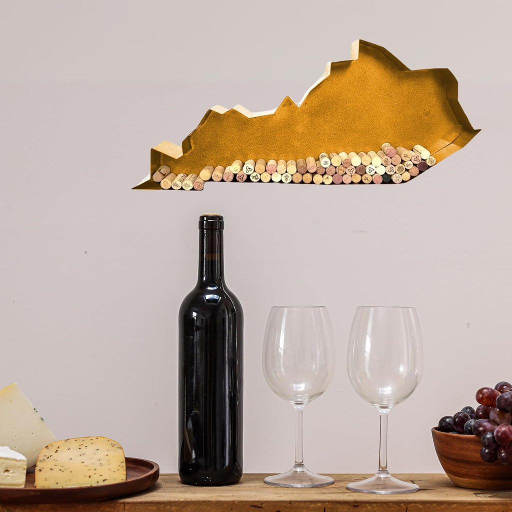 NEONSİGN Kentucky State Map Wine Cork Holder Metal Kentucky Decor Sign Wine Bar Pub Home Decoration (Gold, 18 inch)