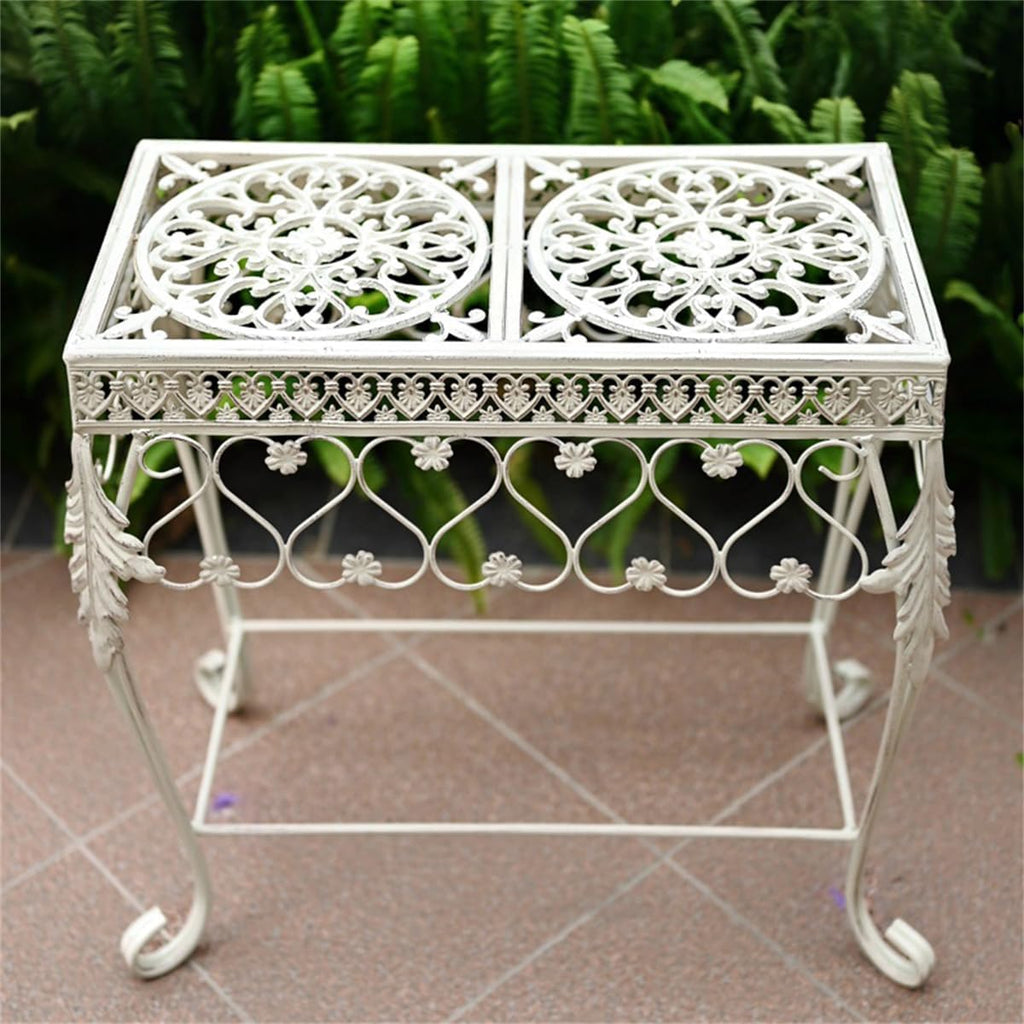 Outdoor Wrought Iron Flower Stand, Heavy Duty Garden Potting Bench Table,2 Tier Metal Plant Stand,Large Garden Work Bench Station,for Home Garden Backyard,B
