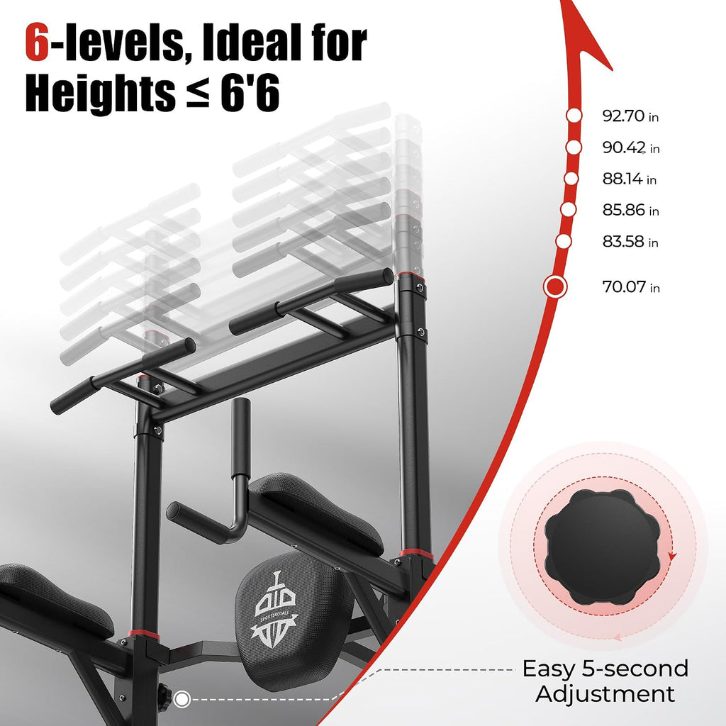 Sportsroyals Power Tower Pull Up Bar Station, 450LBS Stable Pull Up Dip Station for Home Gym Strength Training Equipment | FED Fitness
