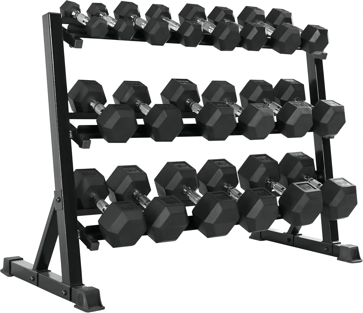 Rubber Hex Dumbbells with Rack 350/450/550 LBS - Free Weights Dumbbell Set Home Gym Equipment Exercise & Fitness Dumbbells for Strength Training