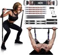 INNSTAR Portable Home Gym Set with Workout Bar, Bench Press Set, Squat Resistance Band, Door Anchor and More-Full Body Workout Equipment to Build Muscle and Shape Body