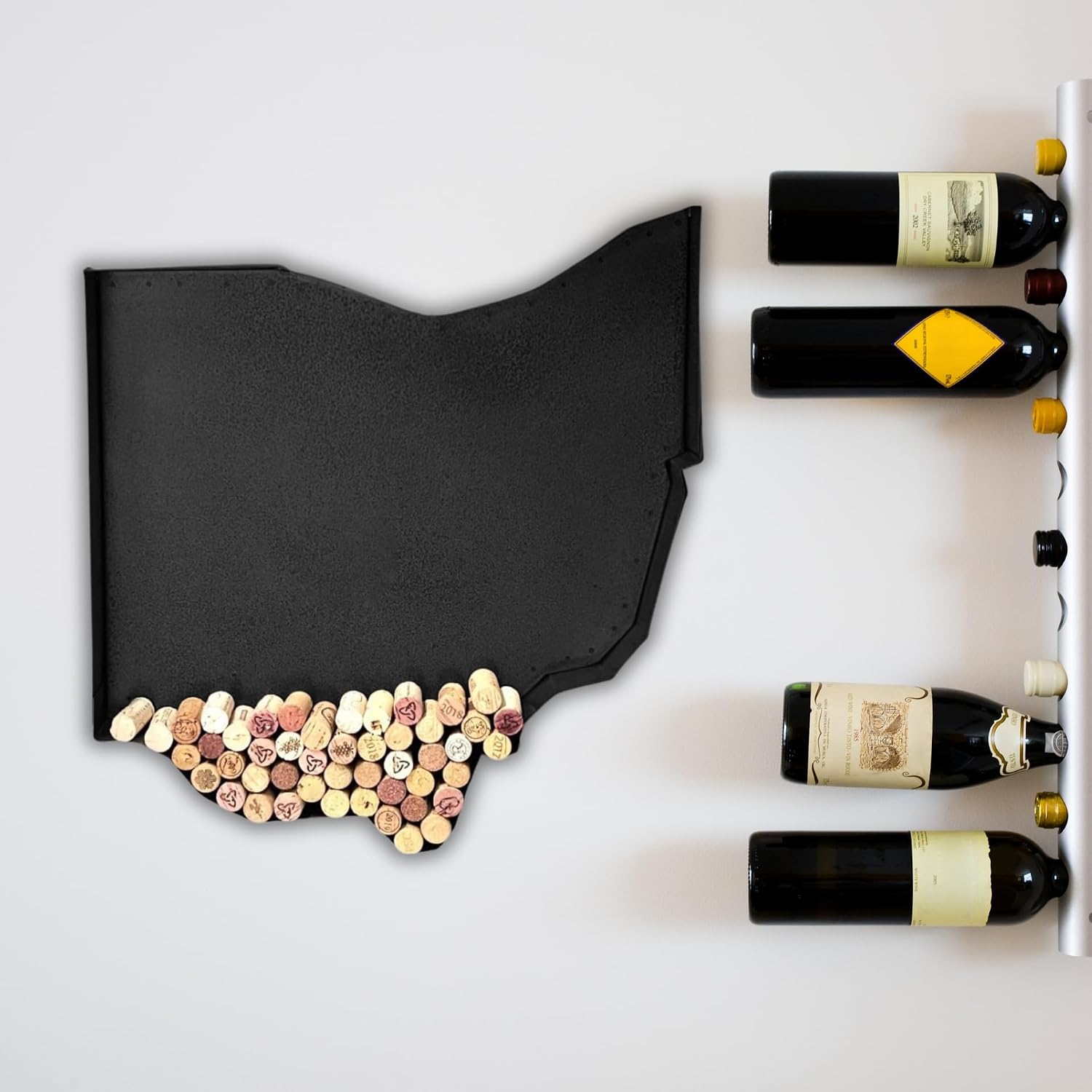 NEONSIGN Ohio State Map Wine Cork Holder Metal Ohio Decor Sign Wine Bar Pub Home Decoration (Black, 18 inch)