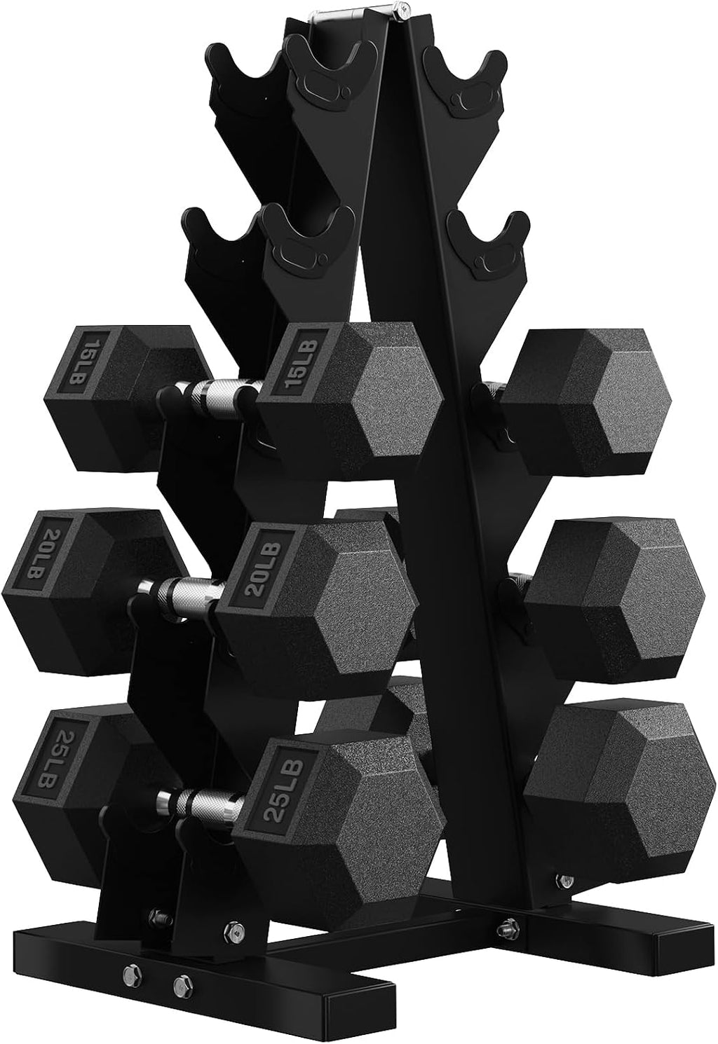 PAPABABE Hex Dumbbell Set with Rack, 85-560lb Rubber Encased Dumbbell Free Weights Dumbbells Set with Storage Rack, Hand Weights Set for Strength Training