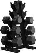 PAPABABE Hex Dumbbell Set with Rack, 85-560lb Rubber Encased Dumbbell Free Weights Dumbbells Set with Storage Rack, Hand Weights Set for Strength Training