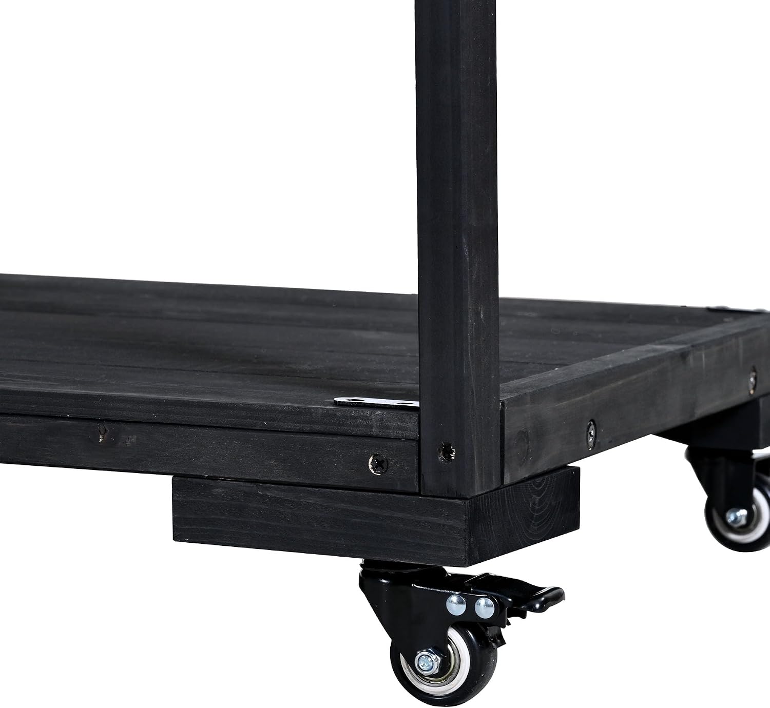 Outdoor Grill Table with Stainless Steel Sink, Outdoor Sink Station, 41.7' Rolling Kitchen Island Cart, Solid Wood Potting Table, 2 Shelves (Black)