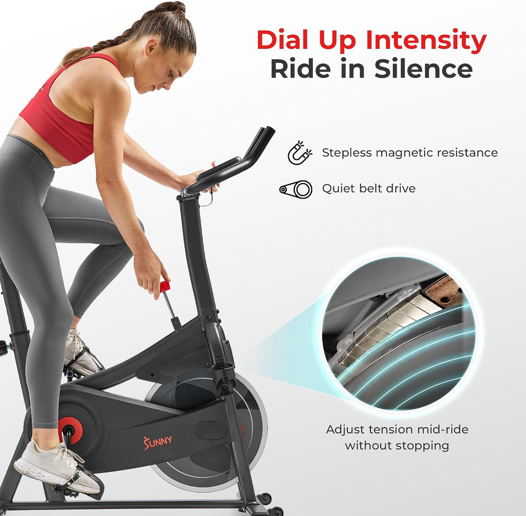 Sunny Health & Fitness Smart Magnetic Indoor Cycling Bike, Stationary Exercise Cardio Equipment, Free SunnyFit Training App