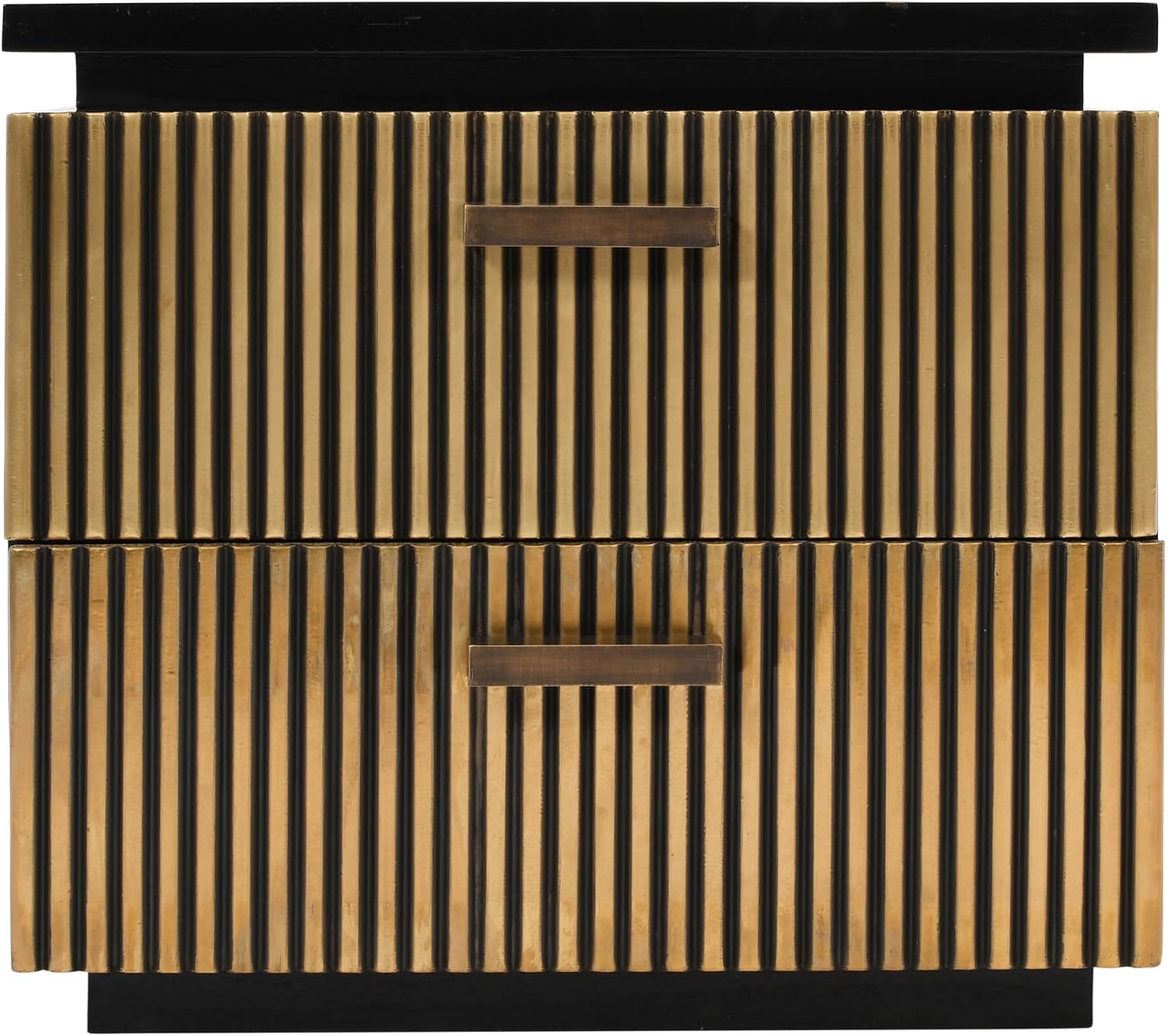 Modern Style 5Pc King Bedroom Set Made with Wood and ed with Black and Brass Metal