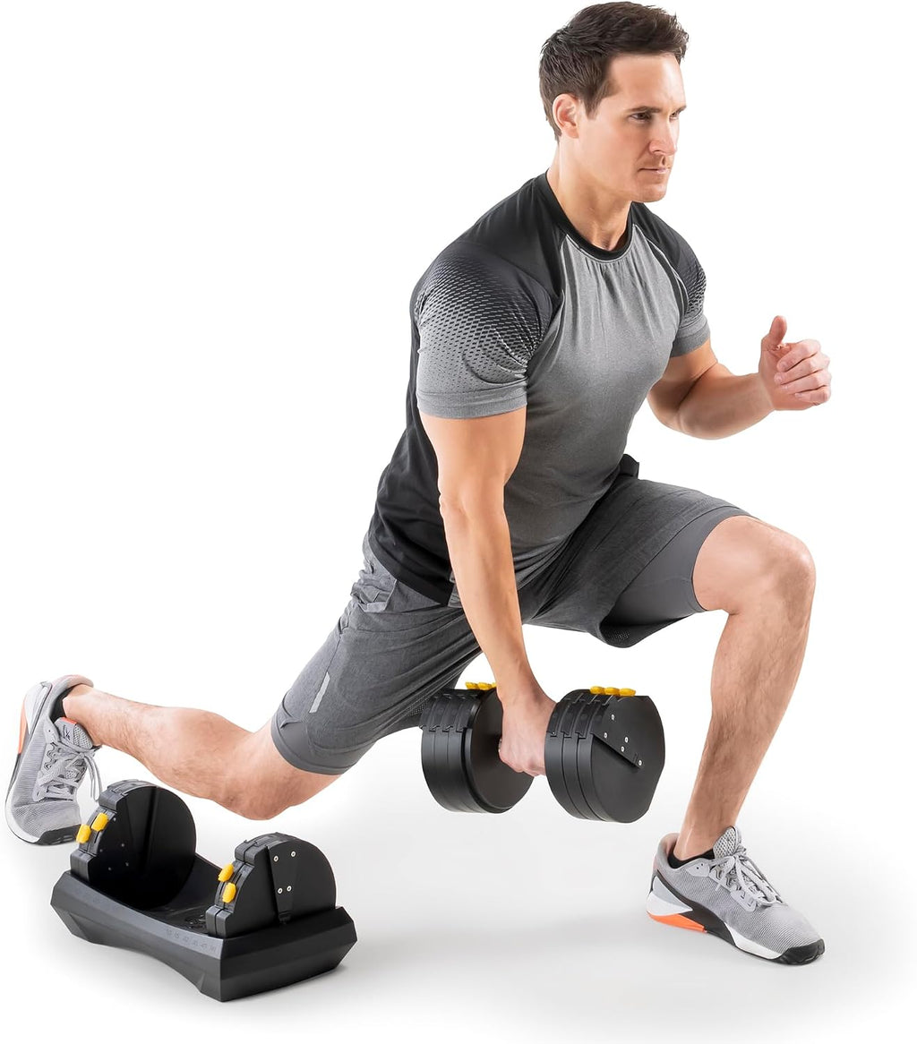 Marcy Adjustable Dumbbell System – 6-in-1 Free Weights for Home Gym, 50 lbs Single or 100 lbs Pair Options for Strength Training
