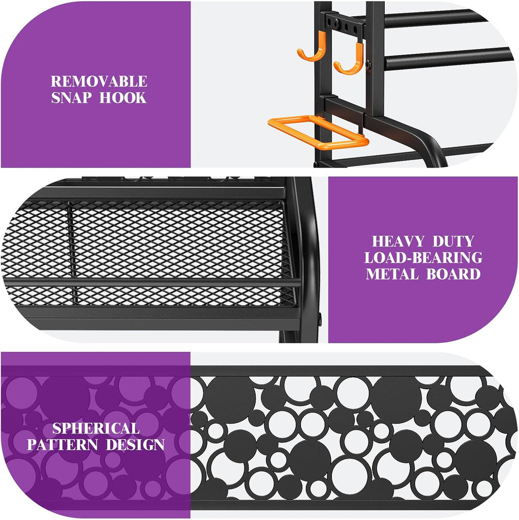 Dumbbell Rack, VOPEAK Adjustable Weight Rack for Home Gym, Home Gym Storage Rack for Yoga Mat Kettlebells and Strength Training Equipment, Weight Storage Rack for Dumbbells with Wheels