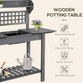 GOWE Outdoor Potting Bench Table, Wooden Workstation, Storage Shelf and Dry Sink,