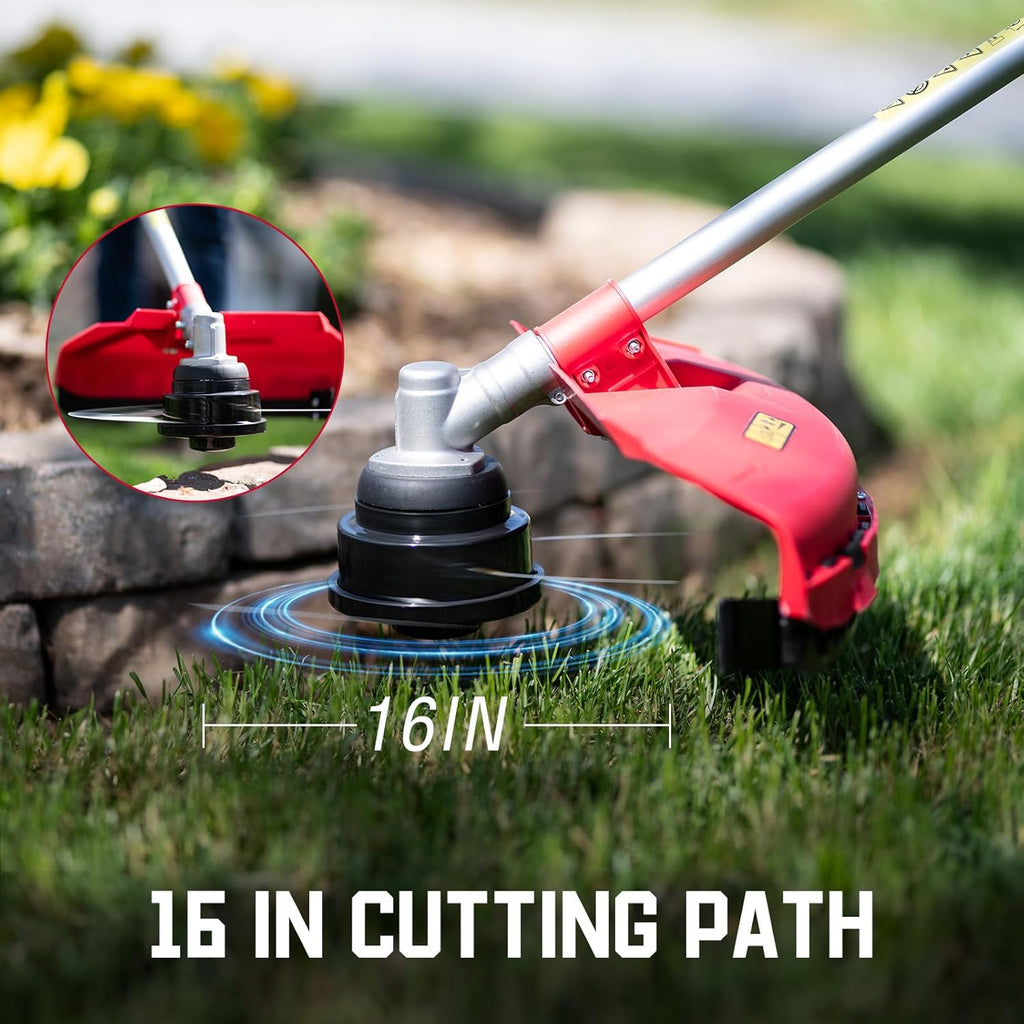 PowerSmart 25.4cc Gas Weed Wacker, String Trimmer/Edger 16-Inch with 10-Inch Brush Cutter for Grass Cutting 18lb Gas Trimmer